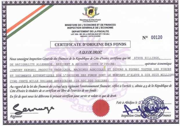 The fund origin certificate