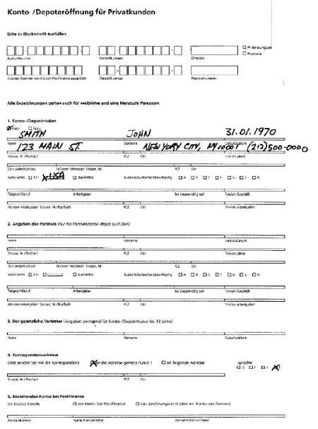 Page 1 of the scammer’s sample form