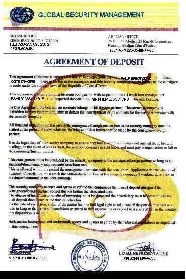 The deposit agreement