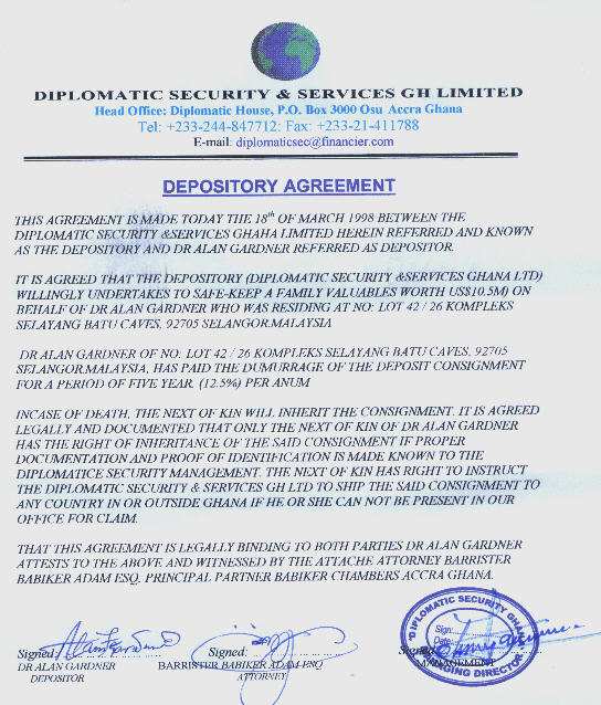 The depository agreement