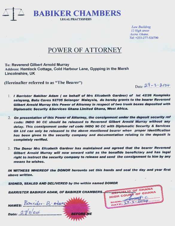 Babiker Adam’s second attempt at producing a power of attorney document