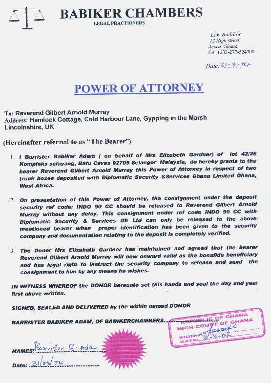 Babiker Adam’s fourth attempt at producing a power of attorney document