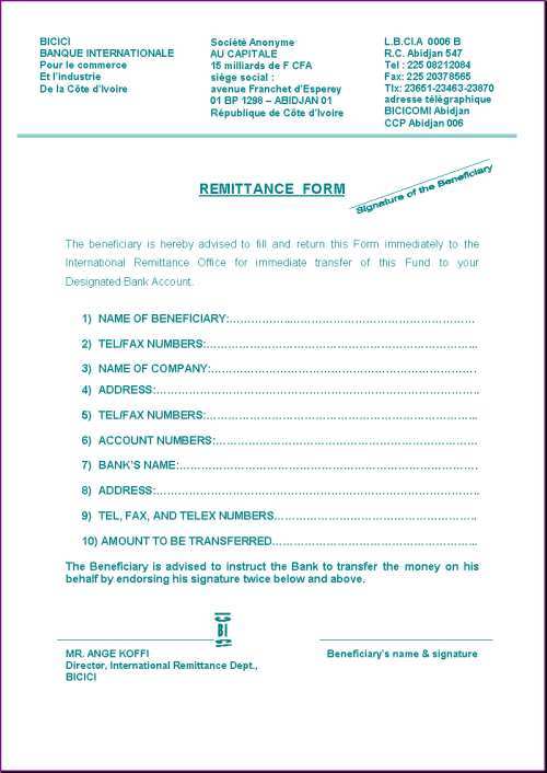 The remittance form