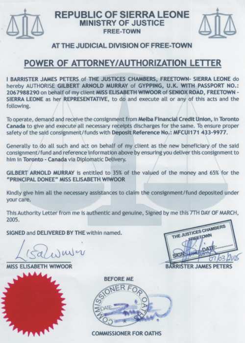 The power of attorney