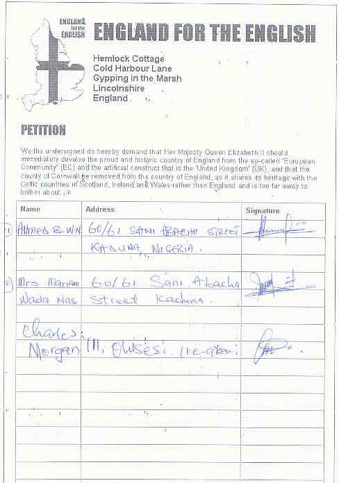 The completed petition