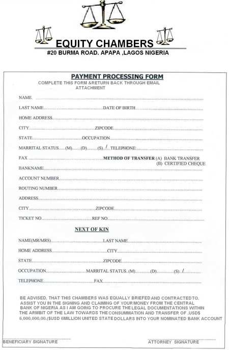 A Payment Processing form