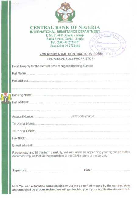 A Non-Residential Contractors’ form